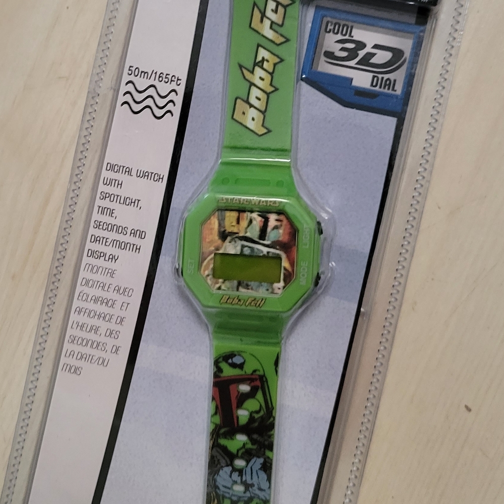 Star Wars Bubba Fett Green 3-D watch new inbox